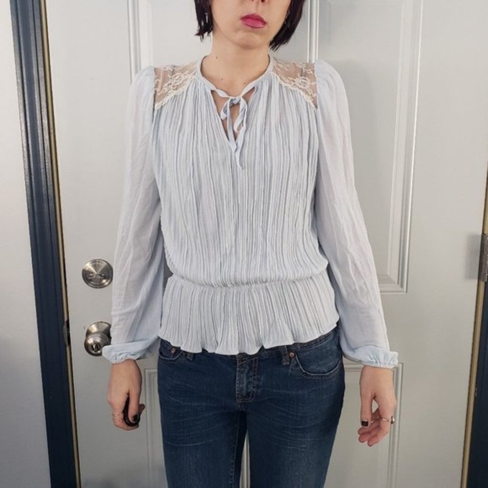 Vintage 70s Baby Blue Blouse